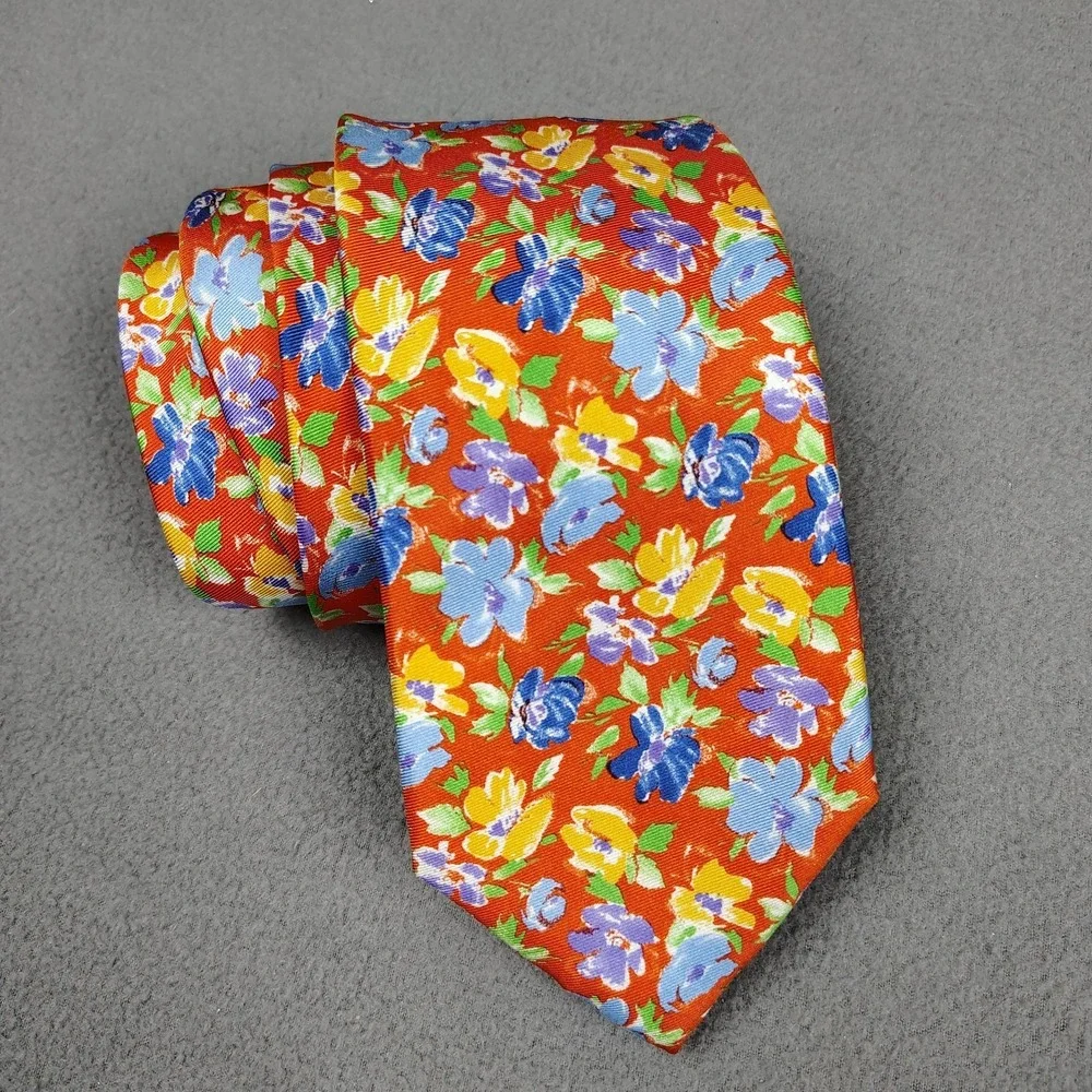 Lauren Ralph Lauren 100% Silk Neck Tie Multicolor Floral Hand Made 58